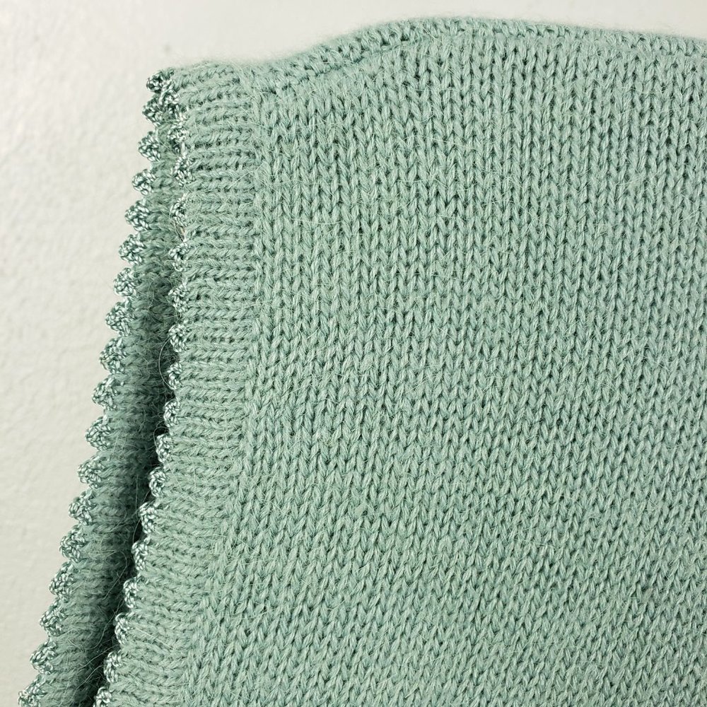 Koret Women's Sea Foam Green Button Floral Embroidered Beaded Knit Sweater Vest - Picture 10 of 12